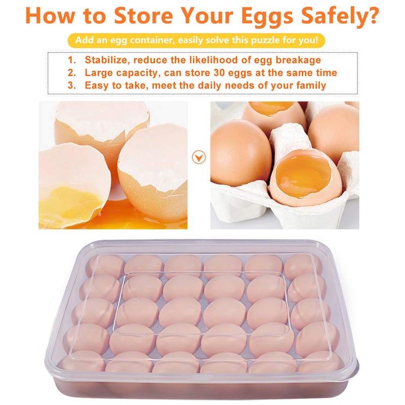 77L Deviled Egg Containers with Lid, (Set of 2), Plastic Deviled Egg Carrier Tray for 60 Eggs, Clear Storage Egg Holder for Refrigerator, Fridge Stackable Countertop Portable Egg Dispenser - Image 3